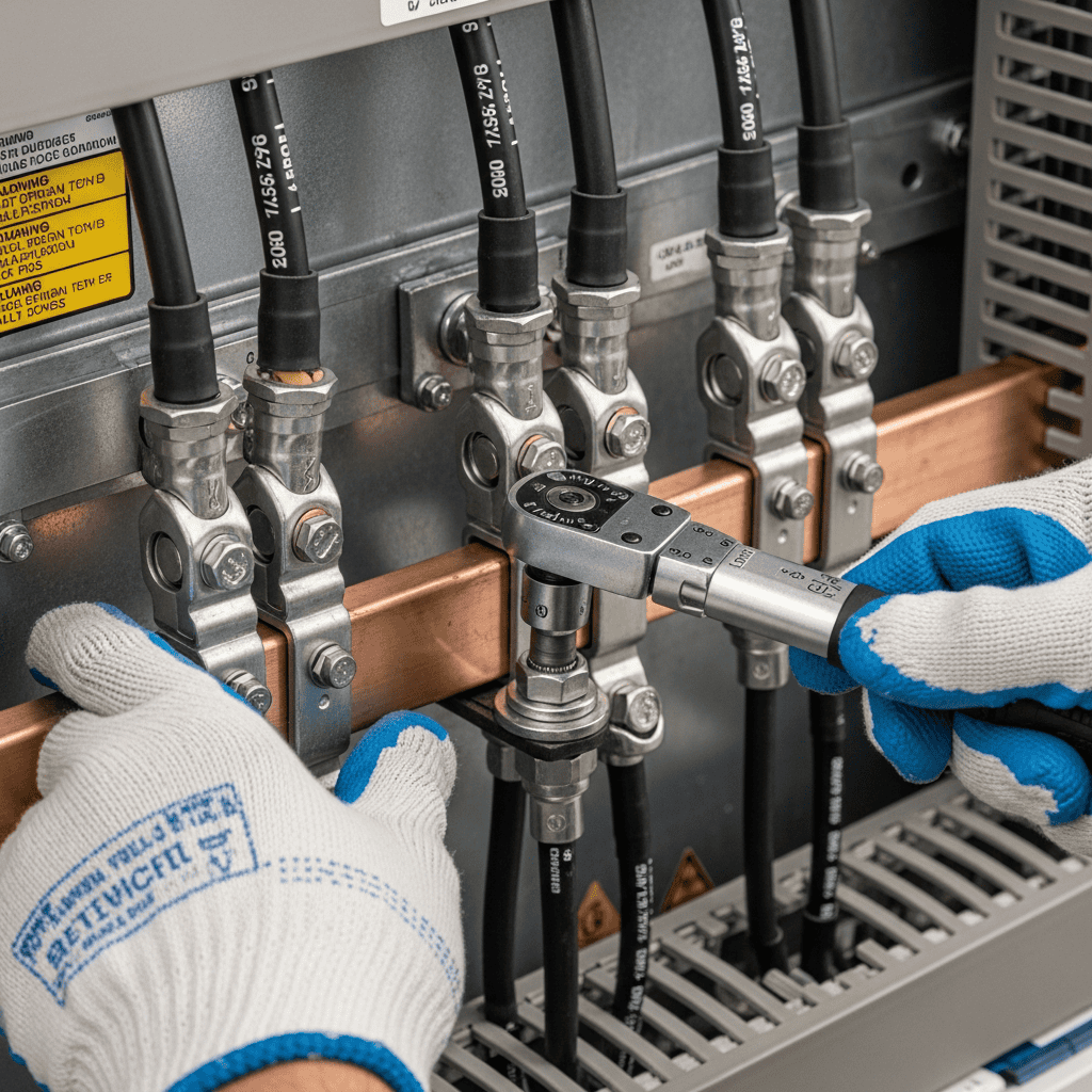 apriete de conexiones eléctricas industriales