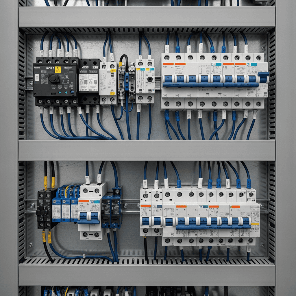 componentes de un tablero eléctrico industrial